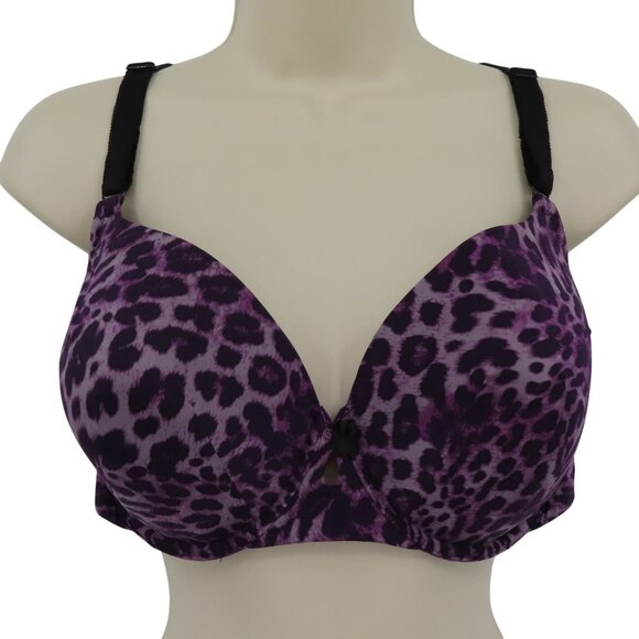 Torrid Curve 44B Bra Purple Black Cheetah Leopard Animal Print Underwire Lined - Picture 1 of 15